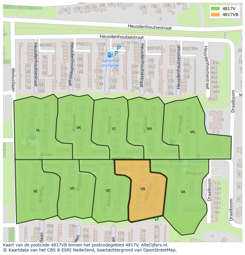 Afbeelding van het postcodegebied 4817 VB op de kaart.