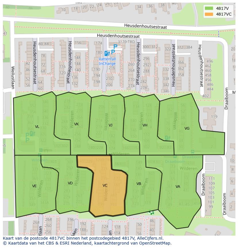 Afbeelding van het postcodegebied 4817 VC op de kaart.