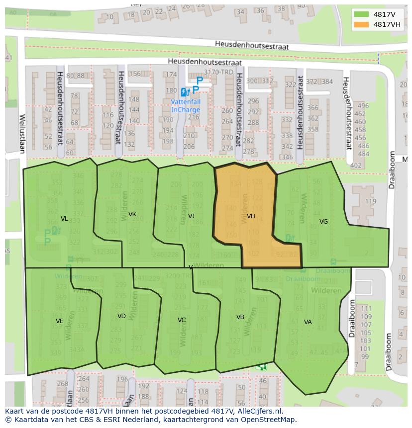 Afbeelding van het postcodegebied 4817 VH op de kaart.