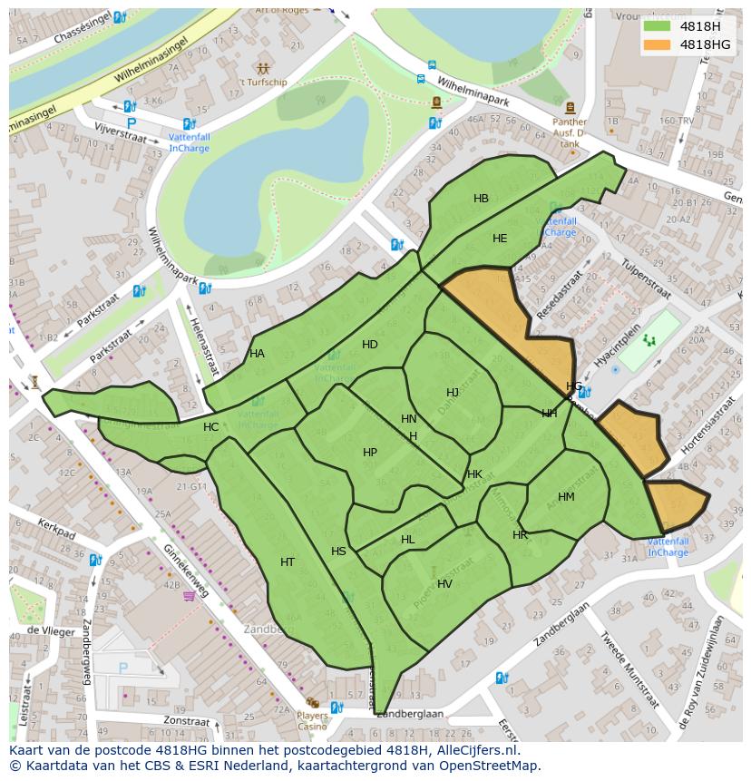 Afbeelding van het postcodegebied 4818 HG op de kaart.