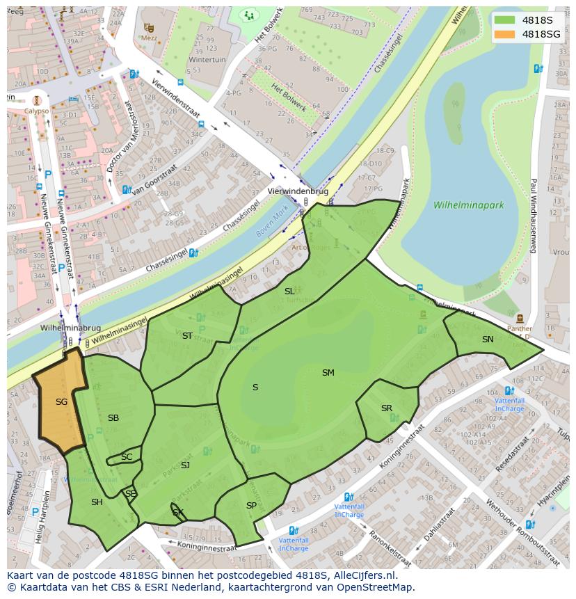 Afbeelding van het postcodegebied 4818 SG op de kaart.