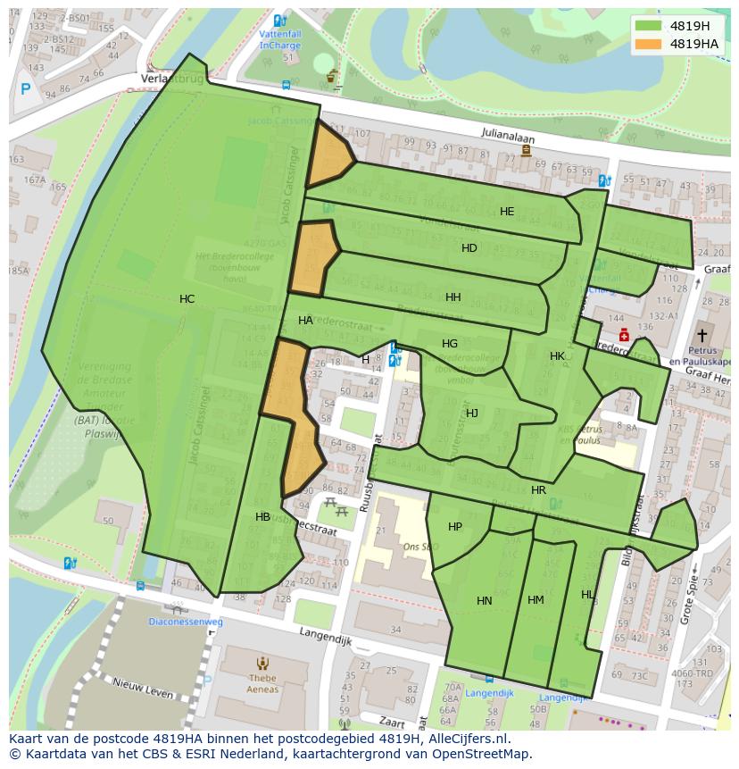 Afbeelding van het postcodegebied 4819 HA op de kaart.