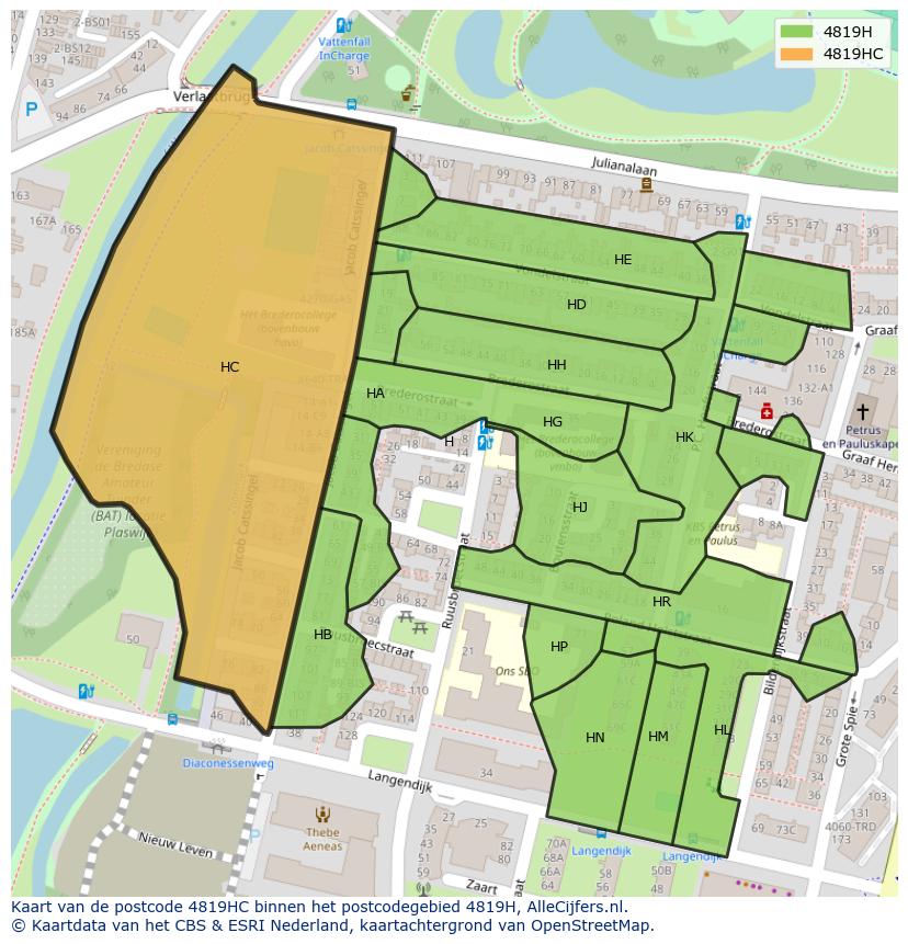 Afbeelding van het postcodegebied 4819 HC op de kaart.