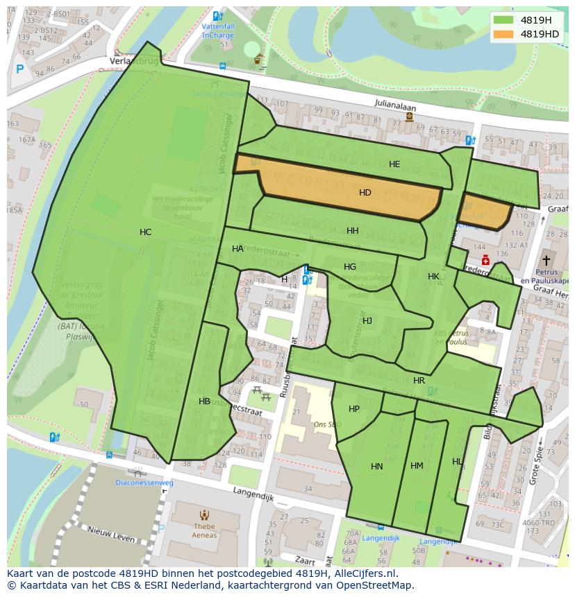 Afbeelding van het postcodegebied 4819 HD op de kaart.