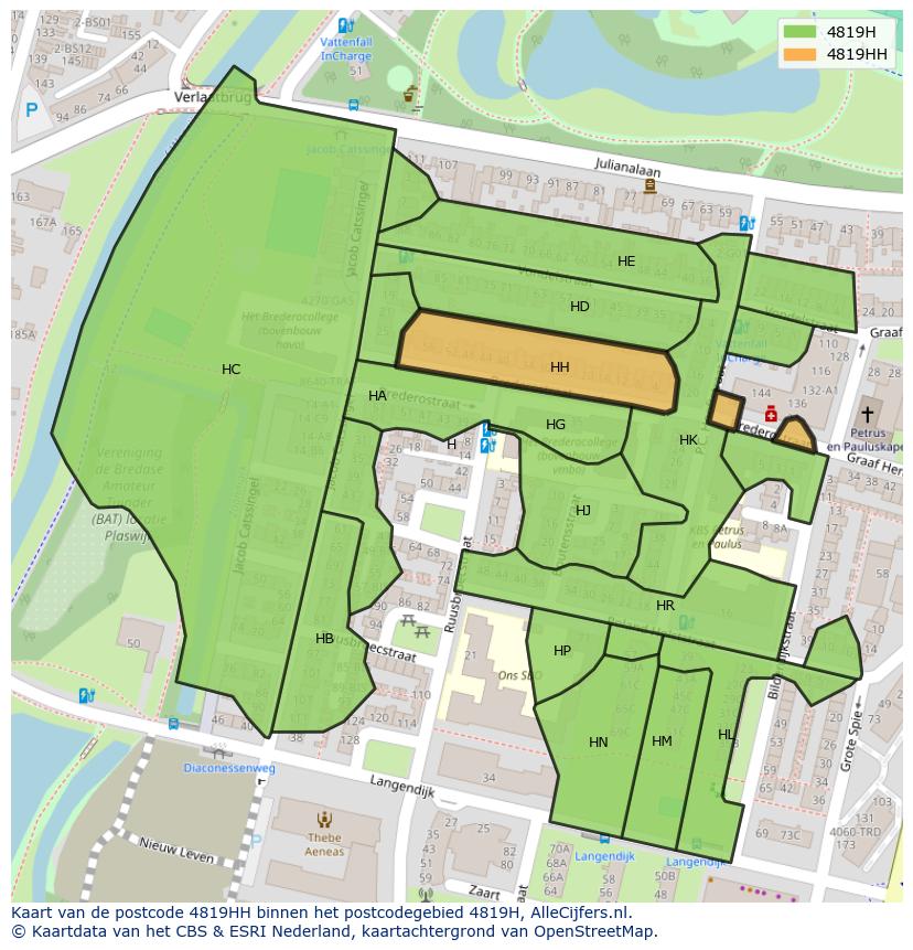 Afbeelding van het postcodegebied 4819 HH op de kaart.