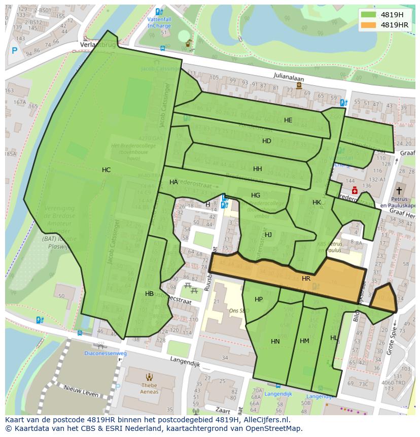 Afbeelding van het postcodegebied 4819 HR op de kaart.