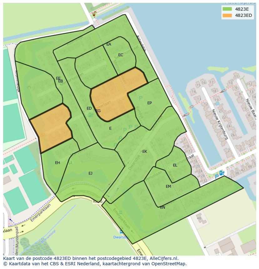 Afbeelding van het postcodegebied 4823 ED op de kaart.