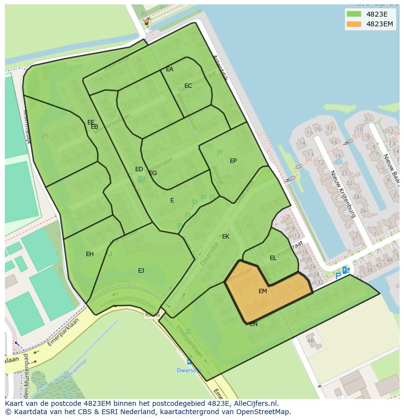 Afbeelding van het postcodegebied 4823 EM op de kaart.