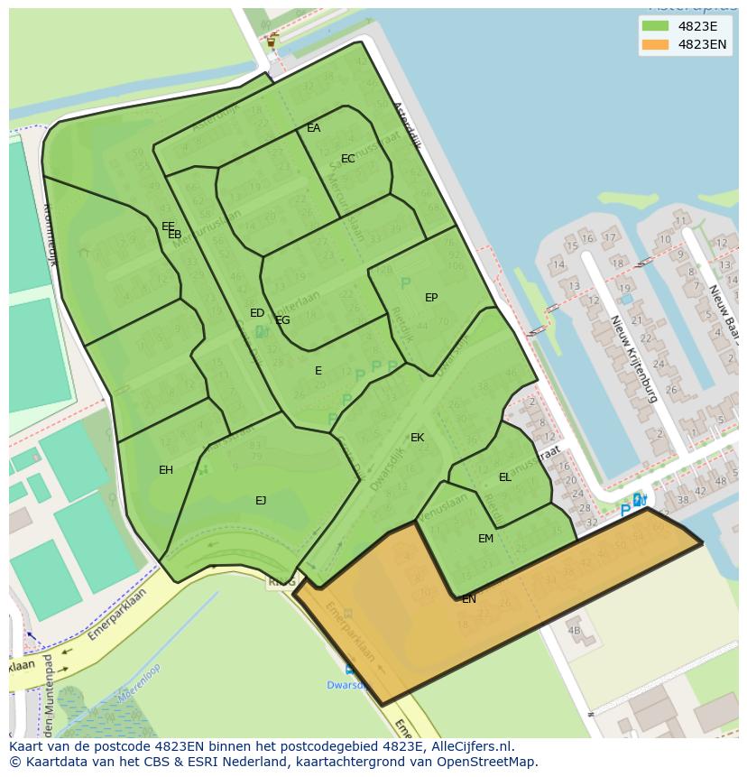 Afbeelding van het postcodegebied 4823 EN op de kaart.