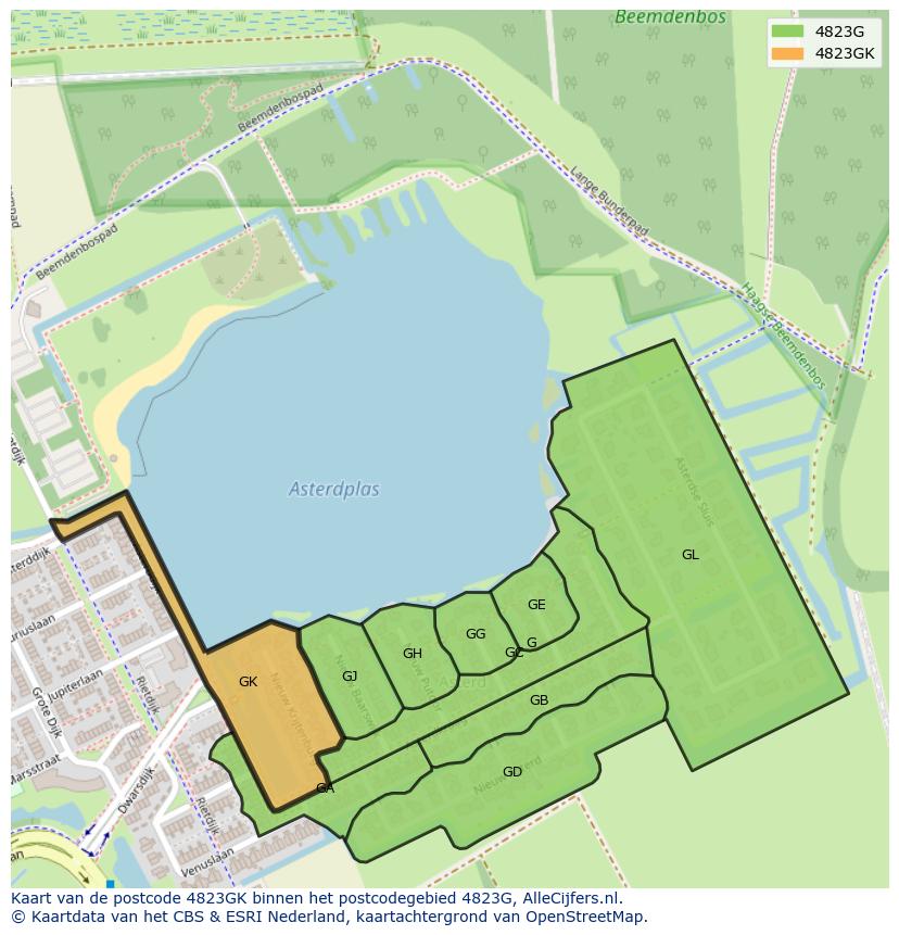 Afbeelding van het postcodegebied 4823 GK op de kaart.