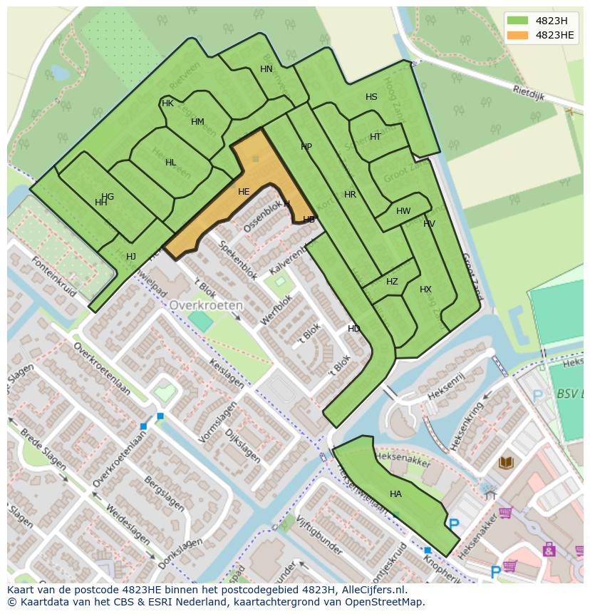 Afbeelding van het postcodegebied 4823 HE op de kaart.