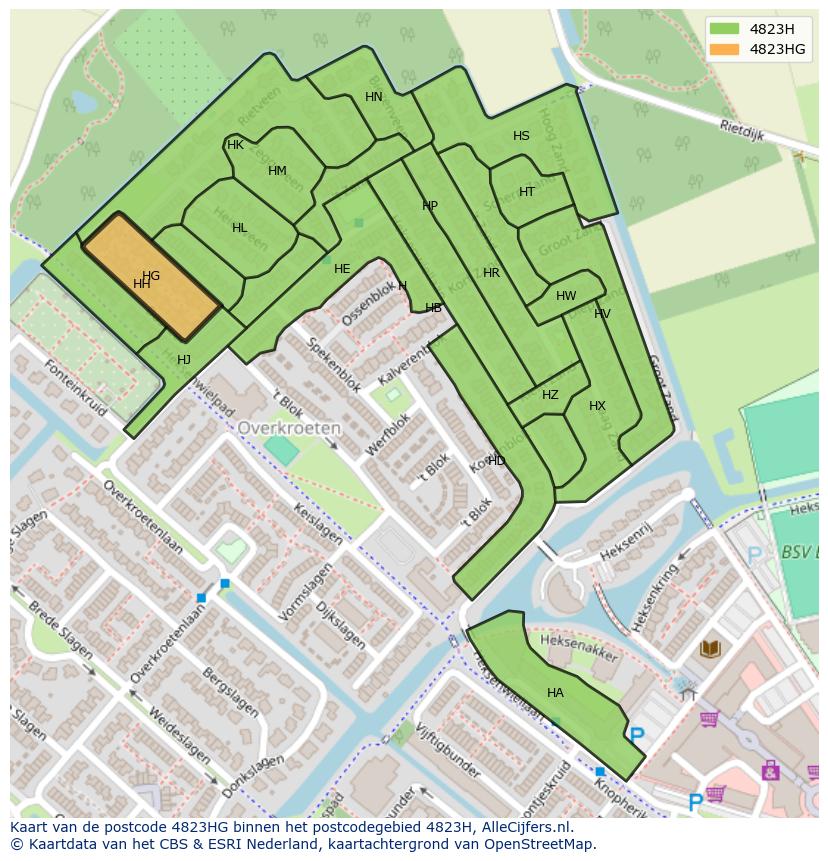 Afbeelding van het postcodegebied 4823 HG op de kaart.