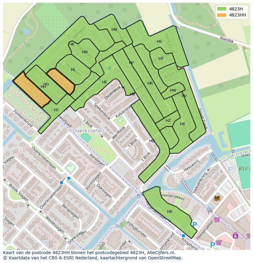 Afbeelding van het postcodegebied 4823 HH op de kaart.