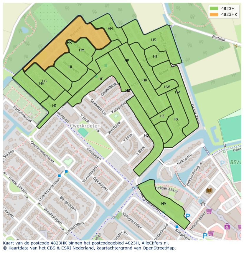 Afbeelding van het postcodegebied 4823 HK op de kaart.
