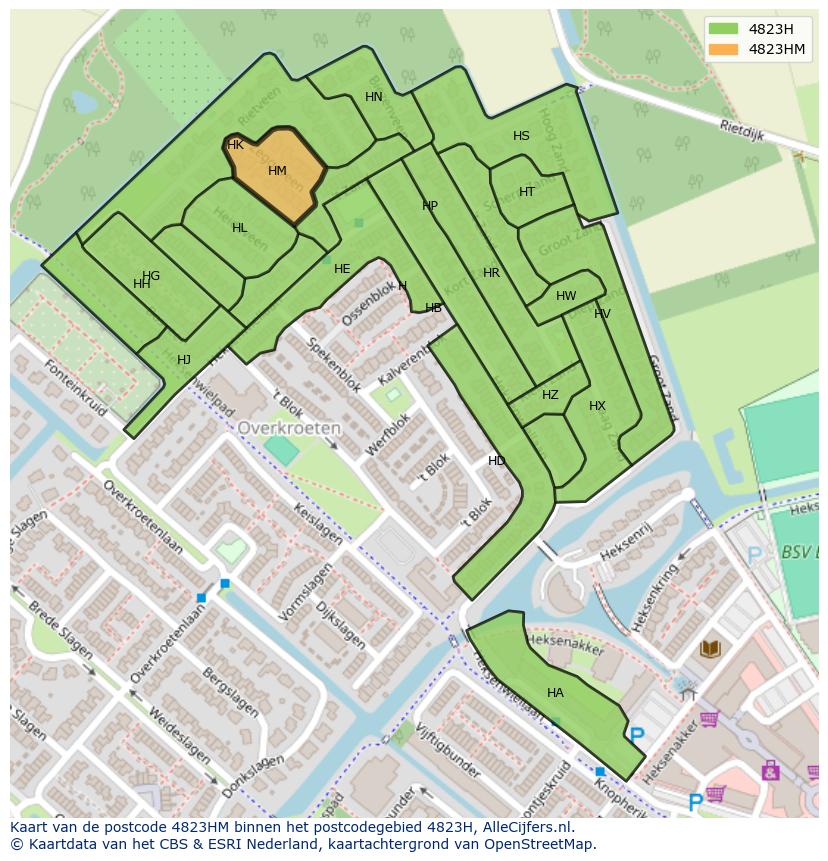 Afbeelding van het postcodegebied 4823 HM op de kaart.