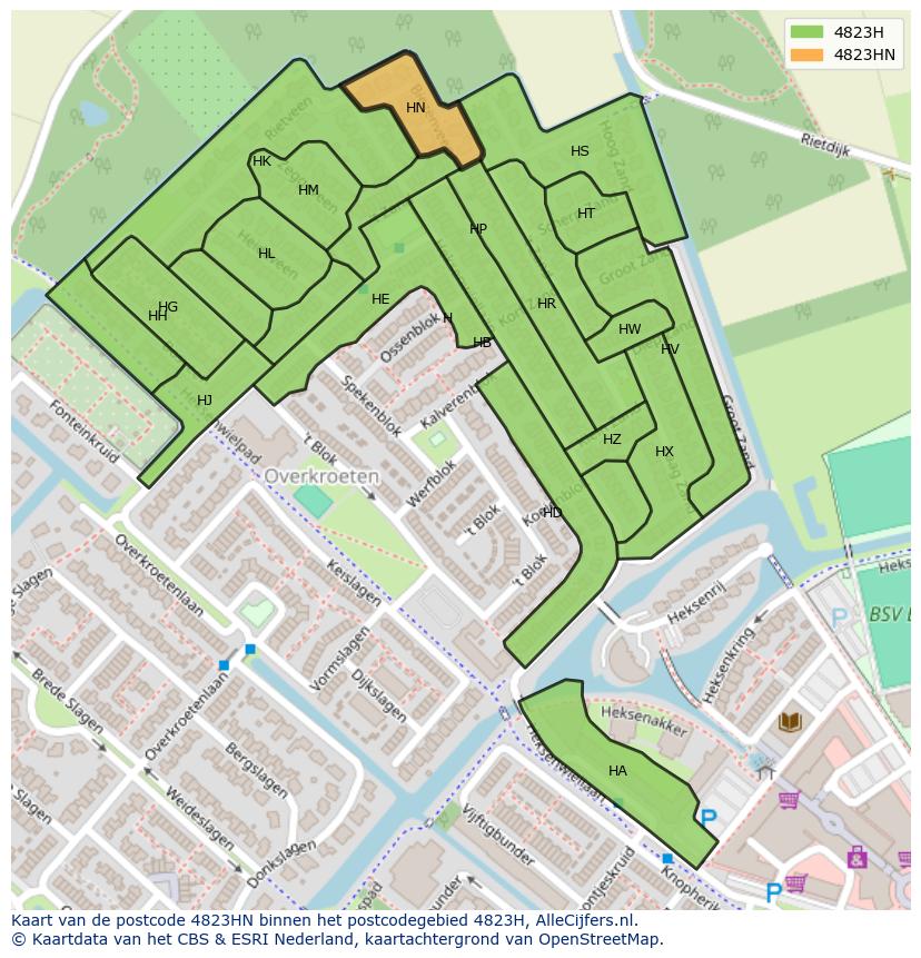 Afbeelding van het postcodegebied 4823 HN op de kaart.