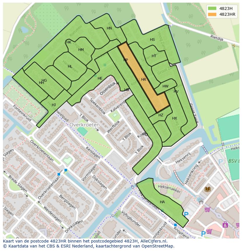 Afbeelding van het postcodegebied 4823 HR op de kaart.