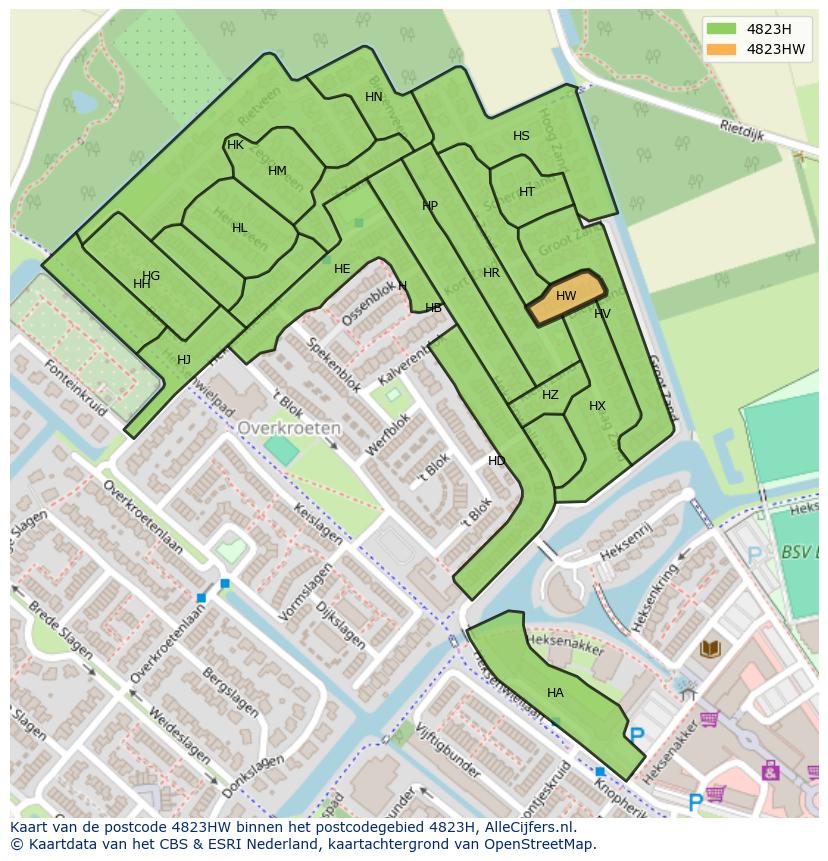 Afbeelding van het postcodegebied 4823 HW op de kaart.