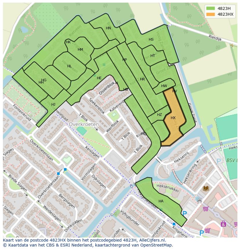 Afbeelding van het postcodegebied 4823 HX op de kaart.