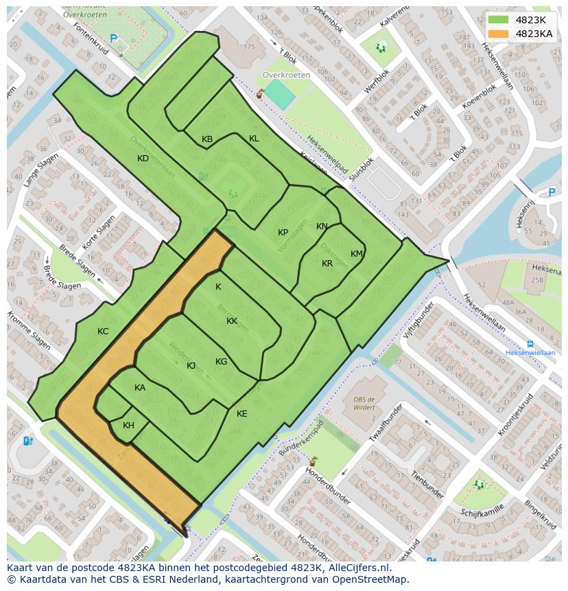 Afbeelding van het postcodegebied 4823 KA op de kaart.