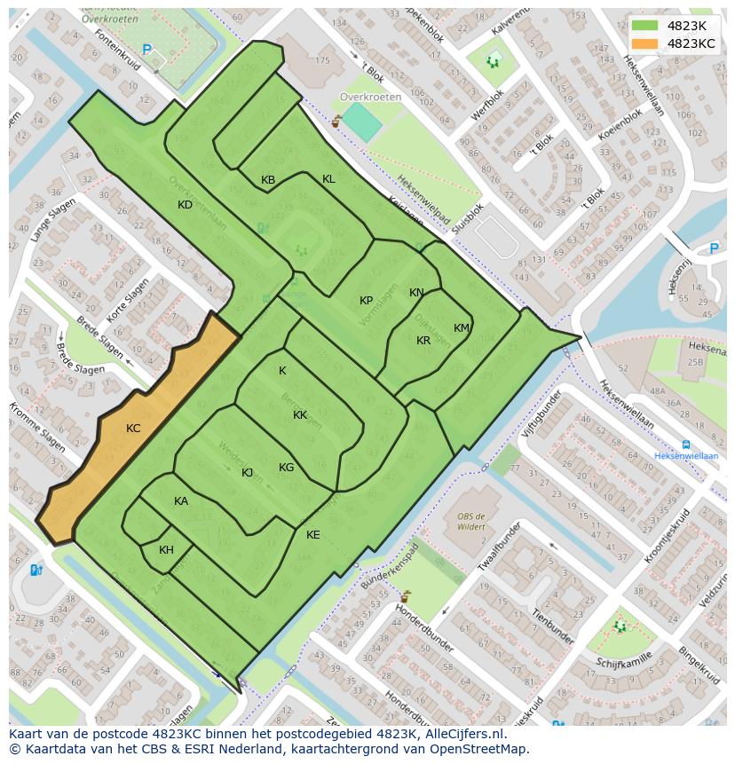 Afbeelding van het postcodegebied 4823 KC op de kaart.