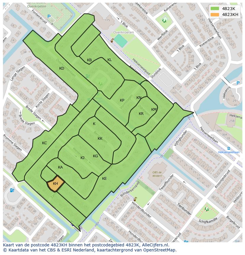 Afbeelding van het postcodegebied 4823 KH op de kaart.