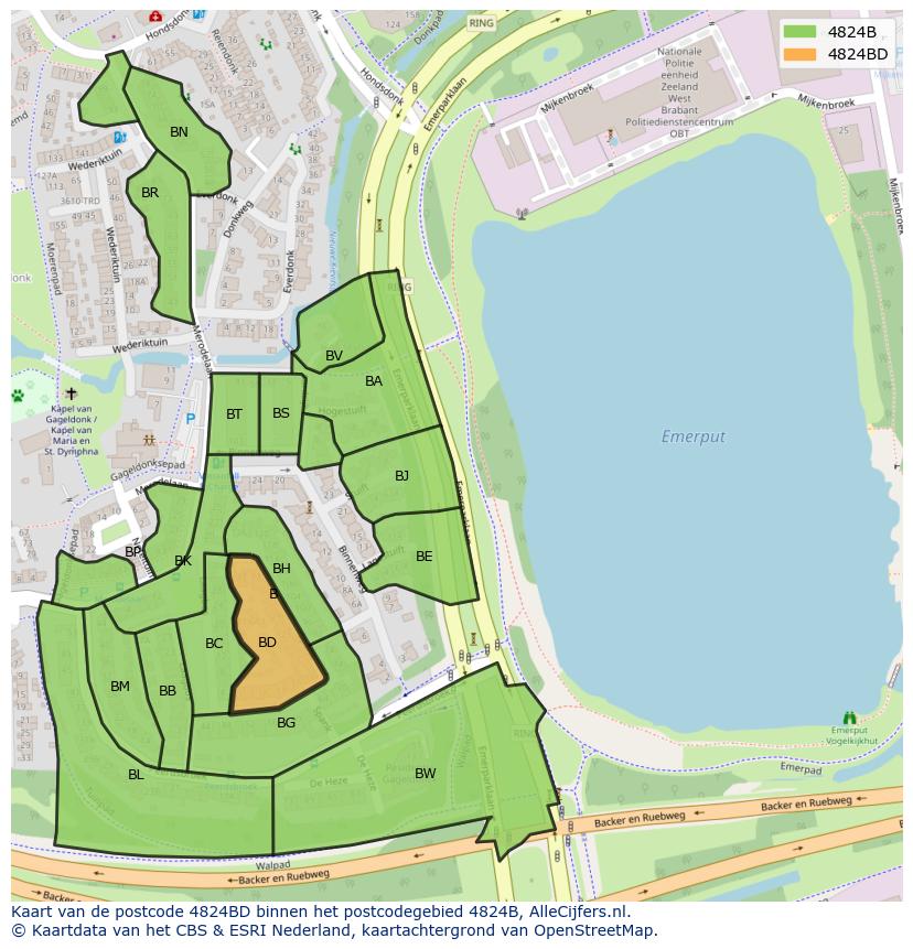 Afbeelding van het postcodegebied 4824 BD op de kaart.