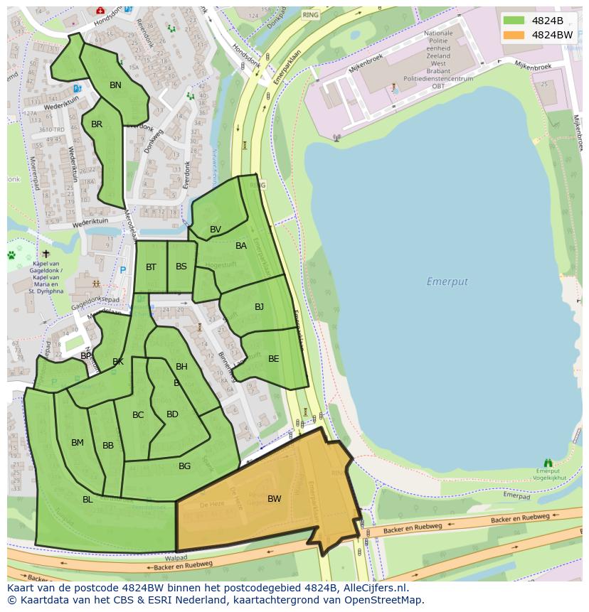 Afbeelding van het postcodegebied 4824 BW op de kaart.