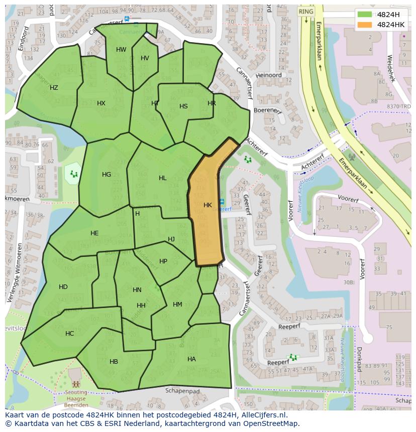 Afbeelding van het postcodegebied 4824 HK op de kaart.