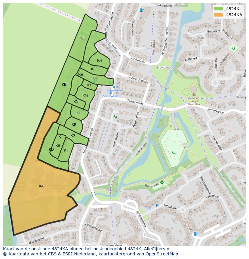 Afbeelding van het postcodegebied 4824 KA op de kaart.