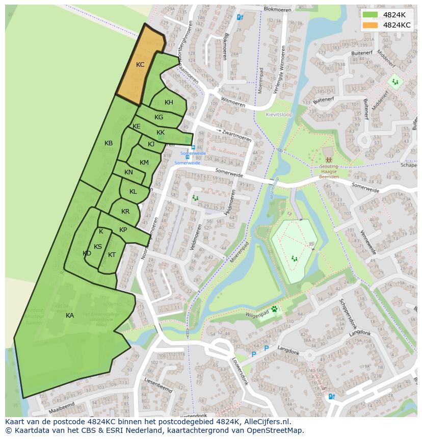 Afbeelding van het postcodegebied 4824 KC op de kaart.