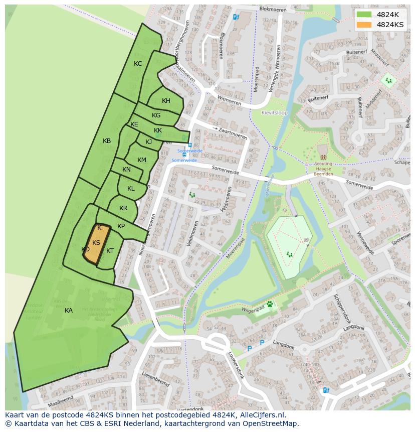 Afbeelding van het postcodegebied 4824 KS op de kaart.