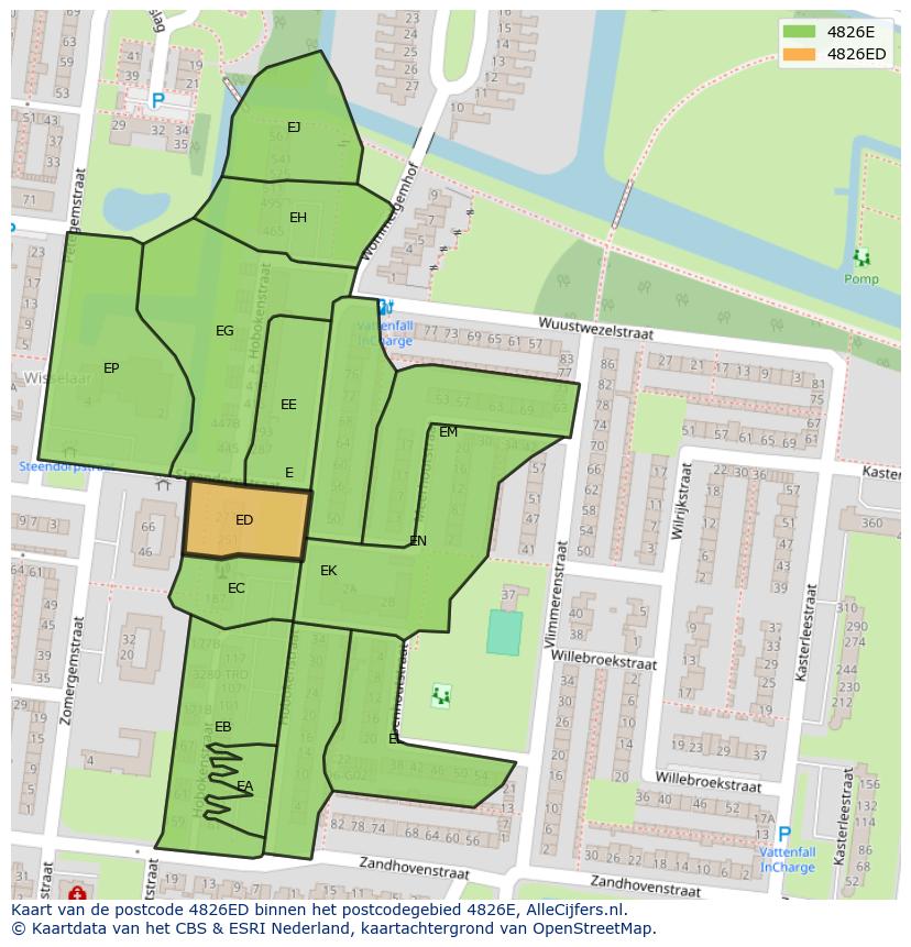 Afbeelding van het postcodegebied 4826 ED op de kaart.