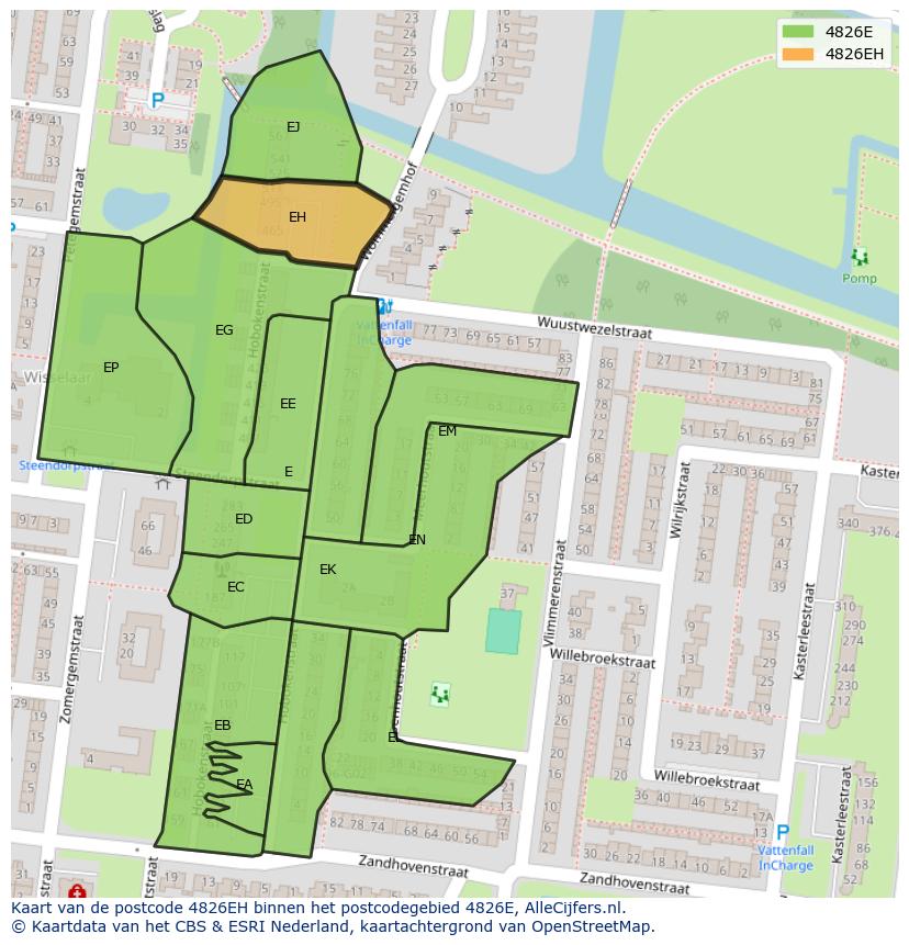 Afbeelding van het postcodegebied 4826 EH op de kaart.