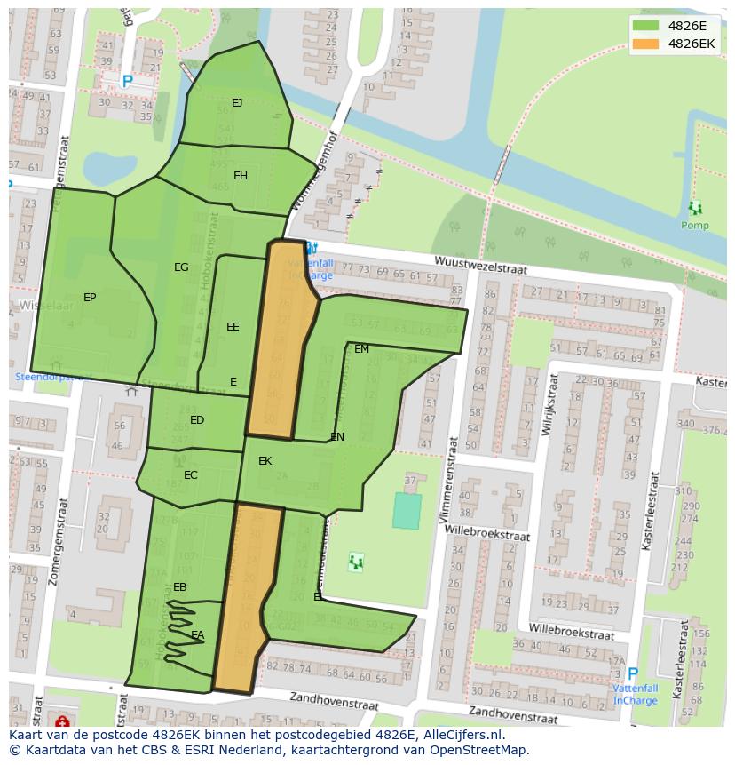 Afbeelding van het postcodegebied 4826 EK op de kaart.