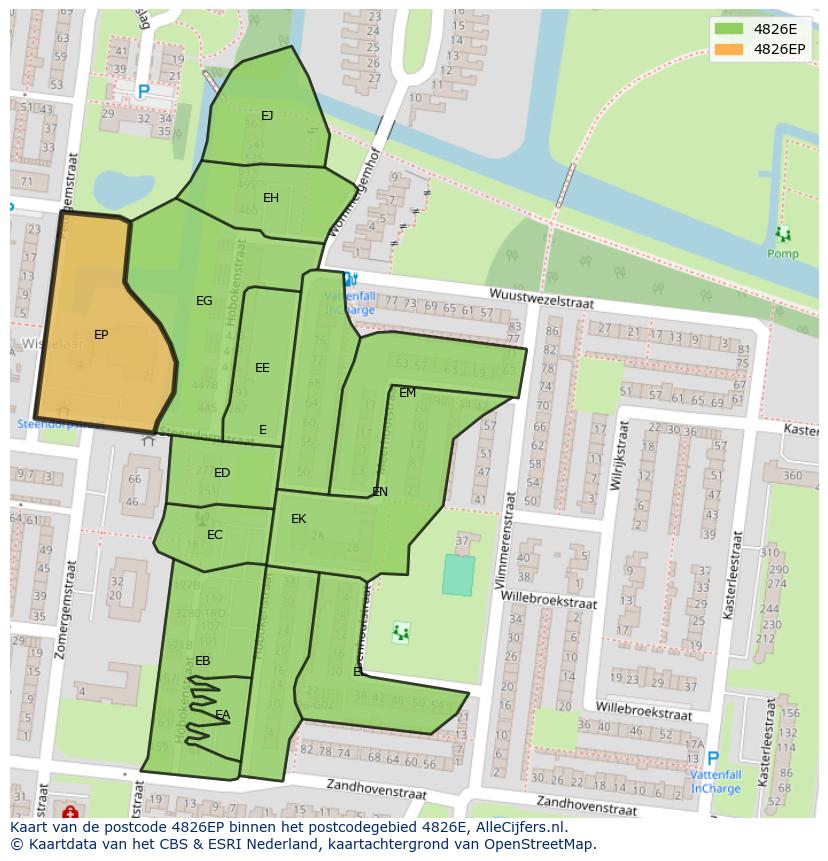 Afbeelding van het postcodegebied 4826 EP op de kaart.
