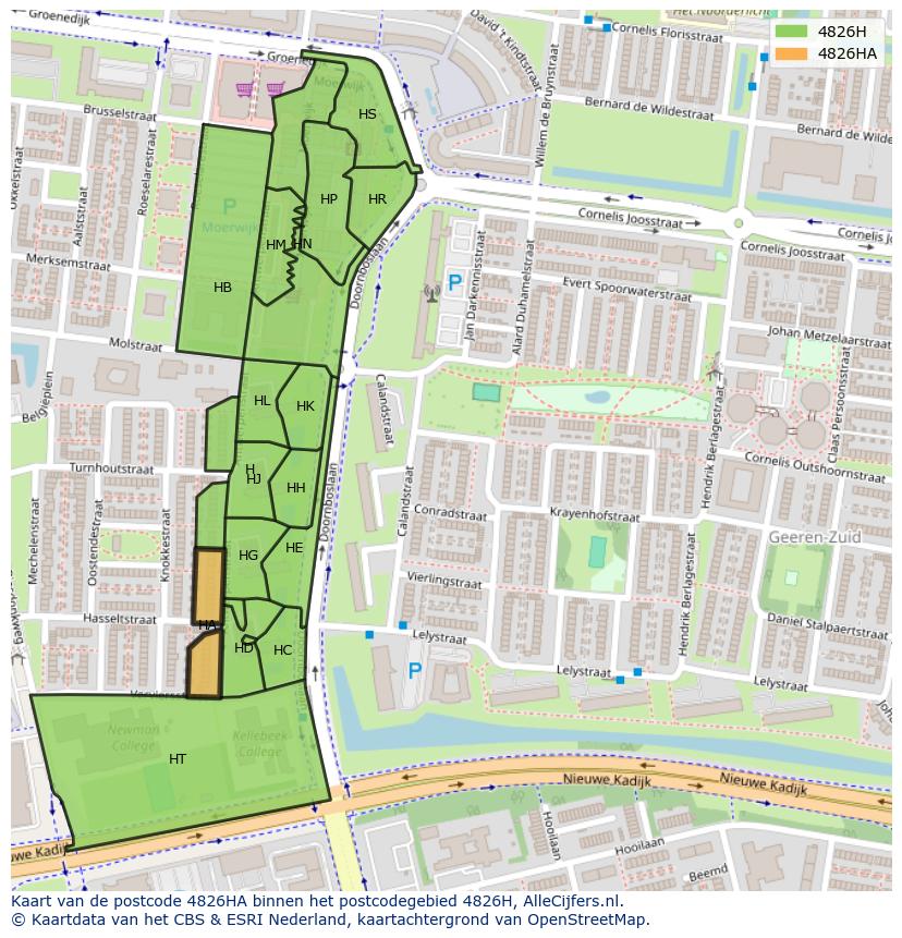 Afbeelding van het postcodegebied 4826 HA op de kaart.