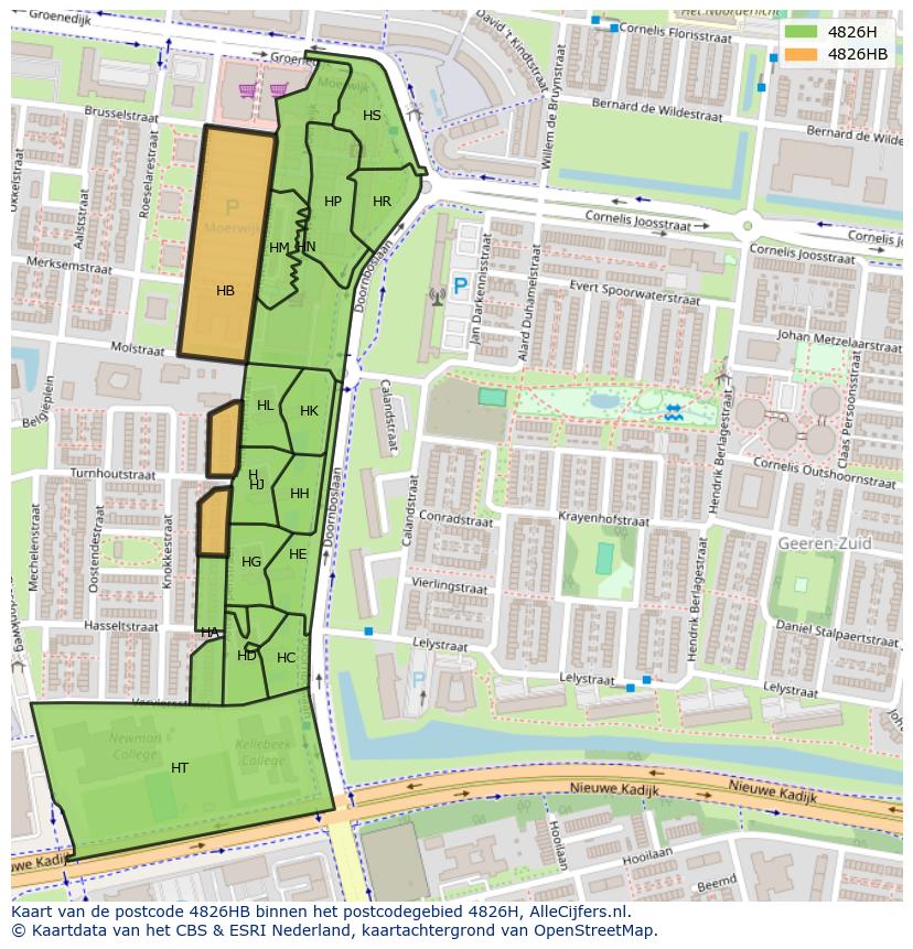Afbeelding van het postcodegebied 4826 HB op de kaart.
