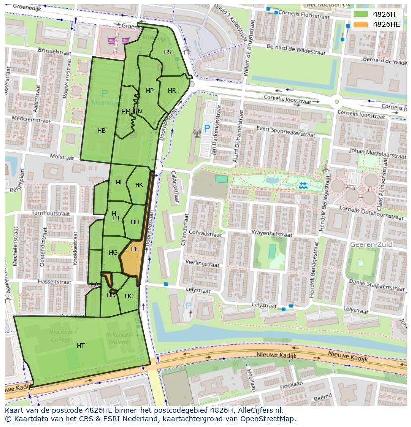 Afbeelding van het postcodegebied 4826 HE op de kaart.
