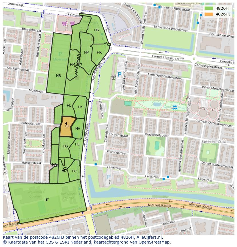 Afbeelding van het postcodegebied 4826 HJ op de kaart.