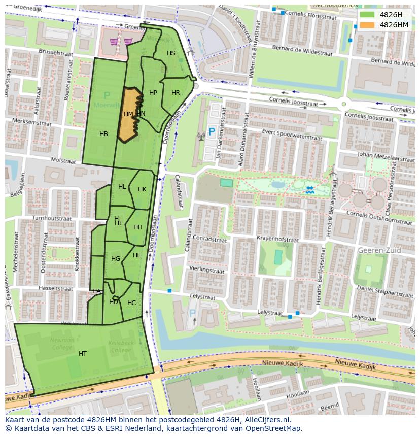 Afbeelding van het postcodegebied 4826 HM op de kaart.