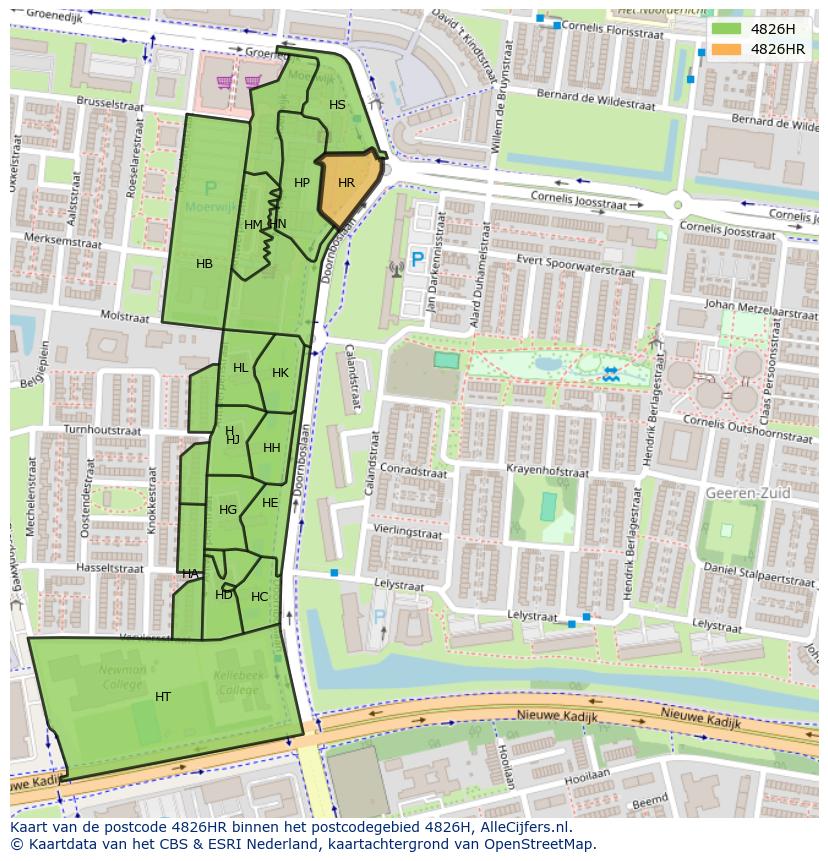 Afbeelding van het postcodegebied 4826 HR op de kaart.
