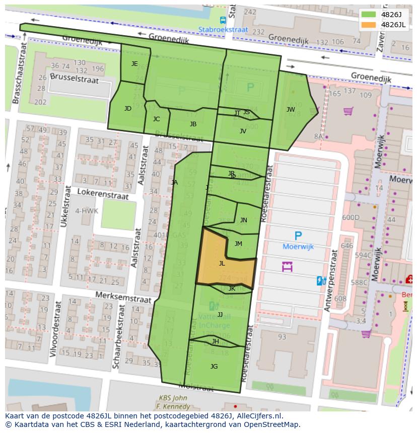 Afbeelding van het postcodegebied 4826 JL op de kaart.