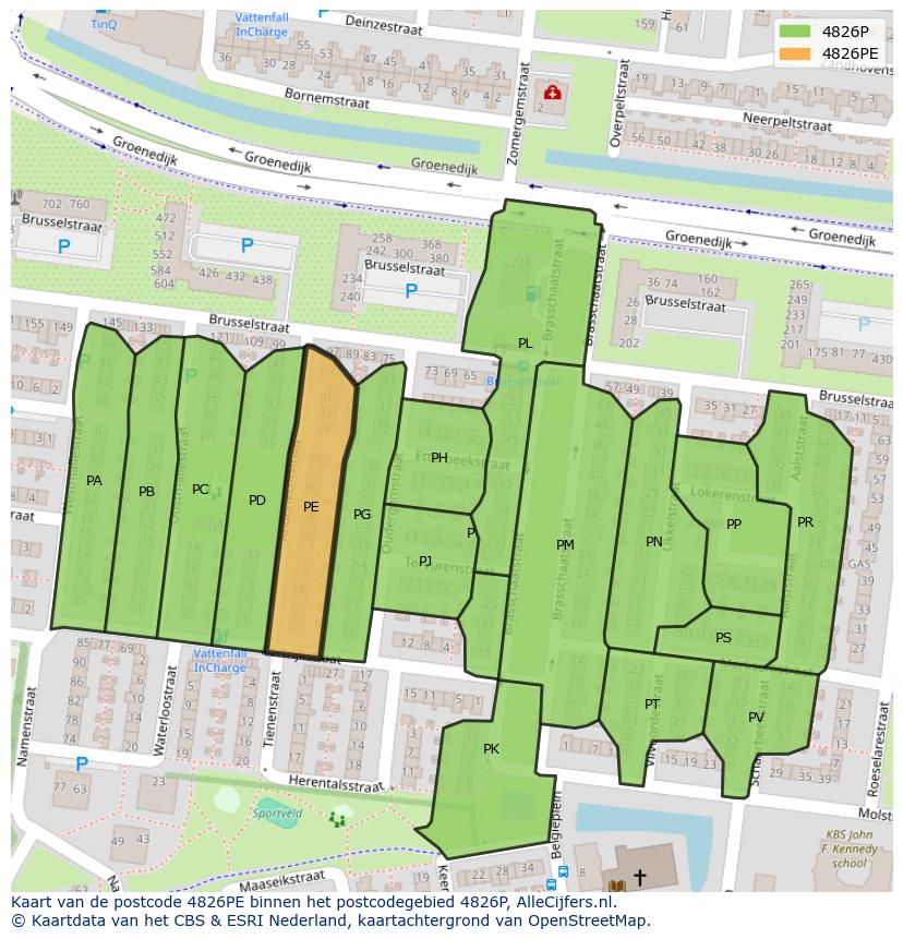 Afbeelding van het postcodegebied 4826 PE op de kaart.