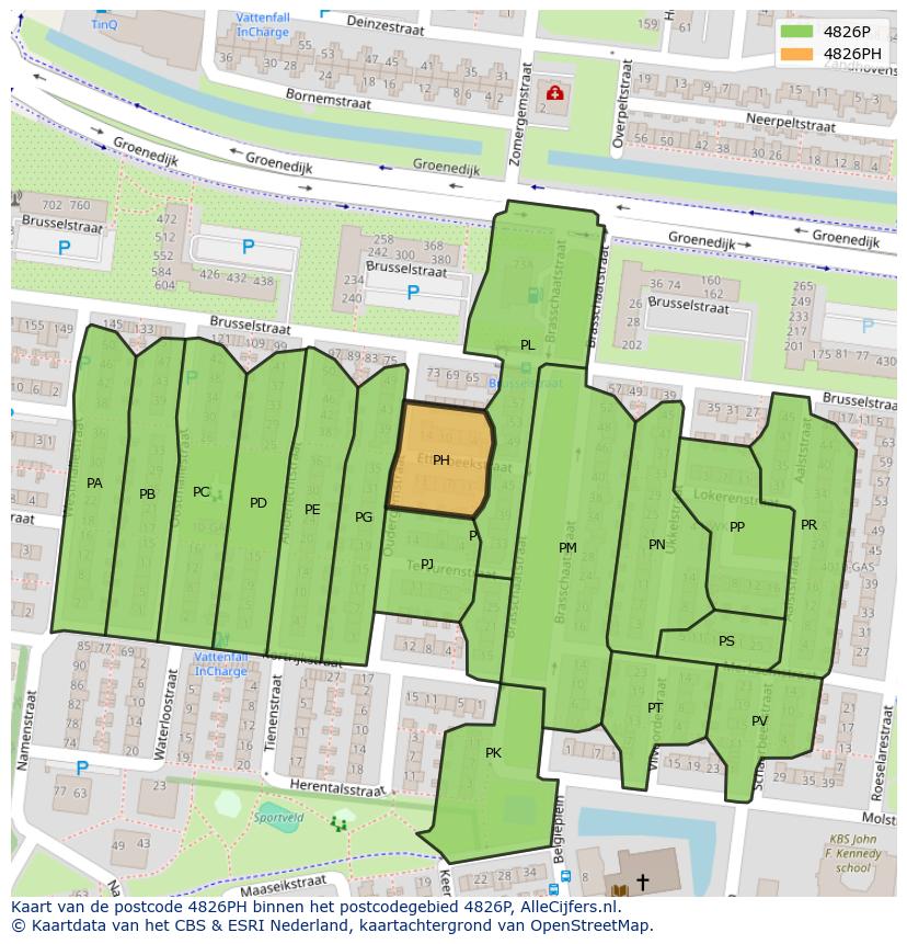 Afbeelding van het postcodegebied 4826 PH op de kaart.