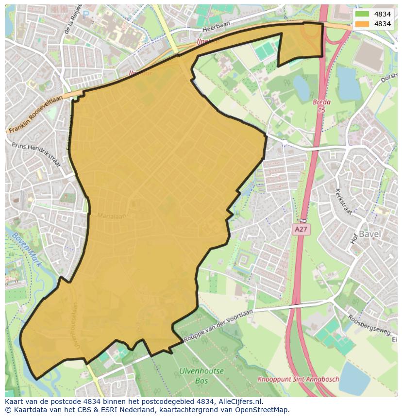 Afbeelding van het postcodegebied 4834 op de kaart.
