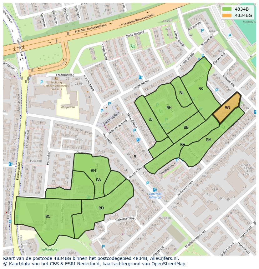 Afbeelding van het postcodegebied 4834 BG op de kaart.