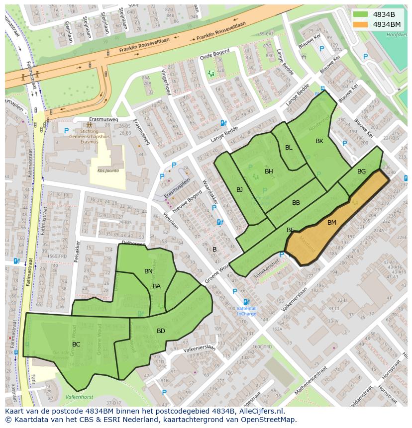 Afbeelding van het postcodegebied 4834 BM op de kaart.