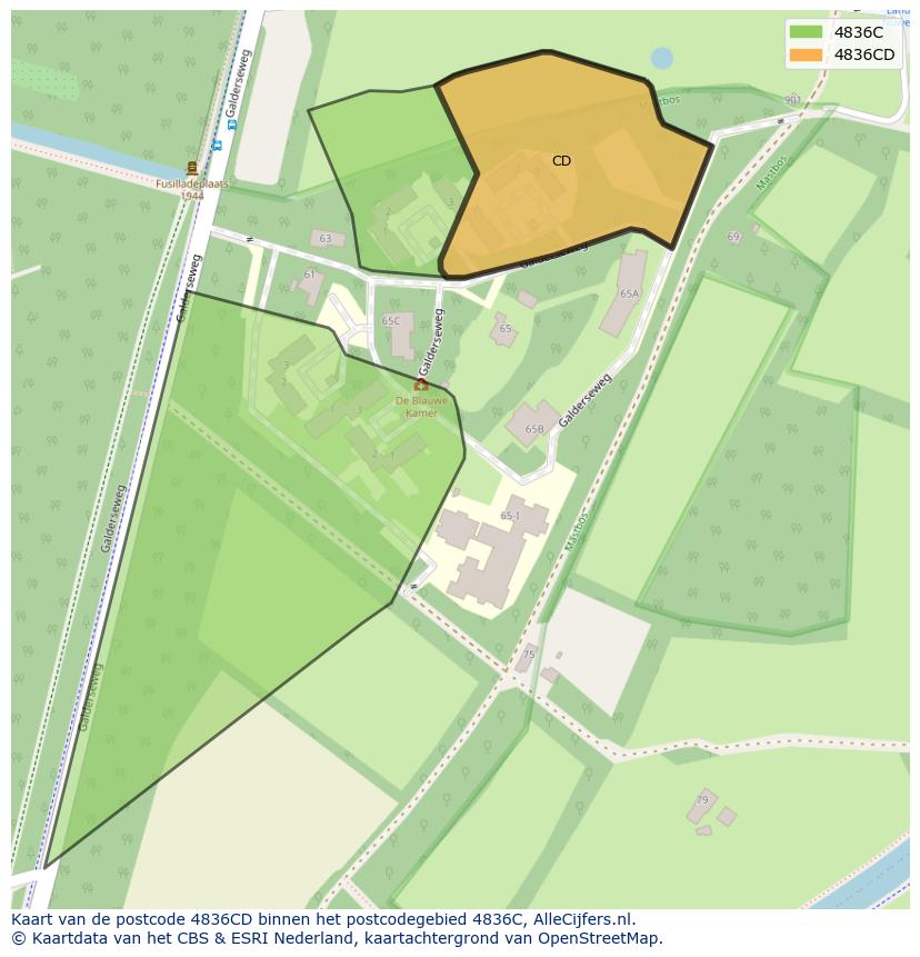 Afbeelding van het postcodegebied 4836 CD op de kaart.