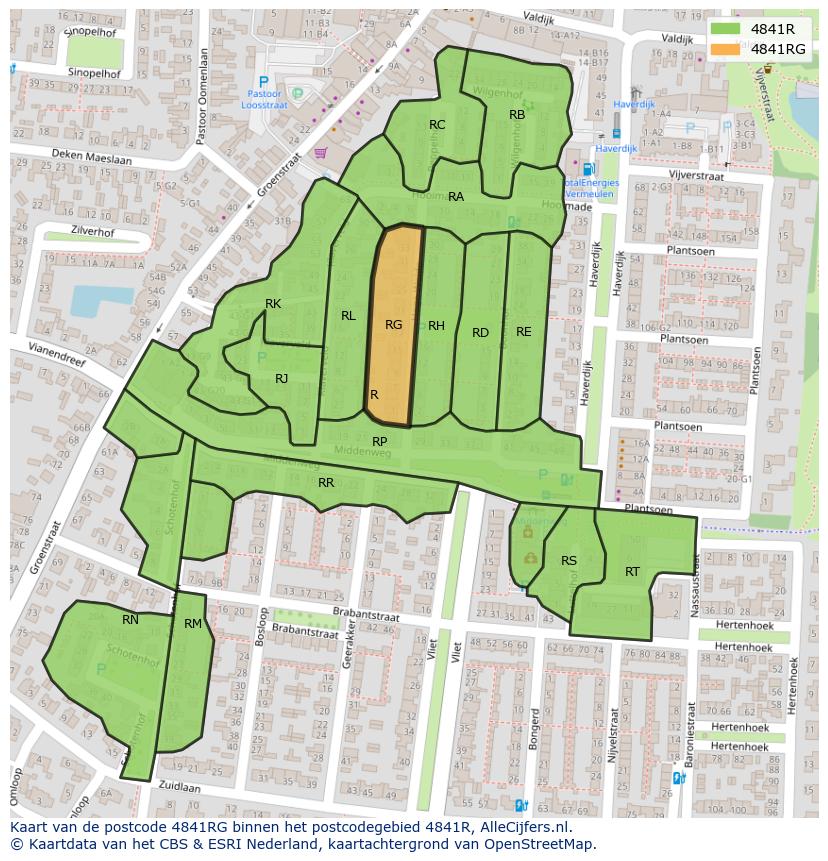 Afbeelding van het postcodegebied 4841 RG op de kaart.